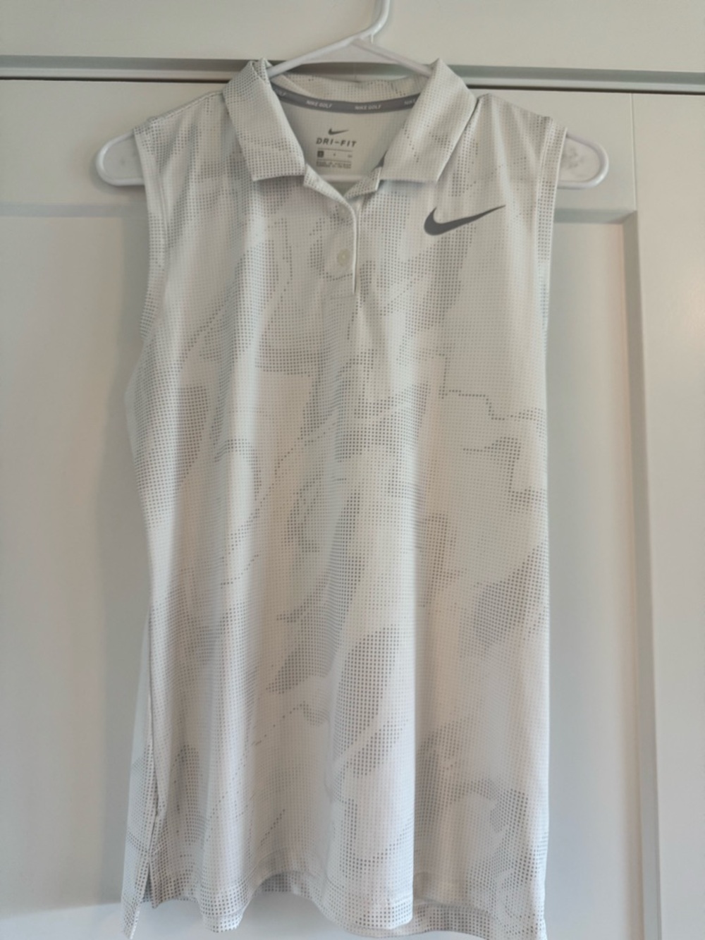 Nike White Sleeveless Polo Dress with Gray Swoosh
